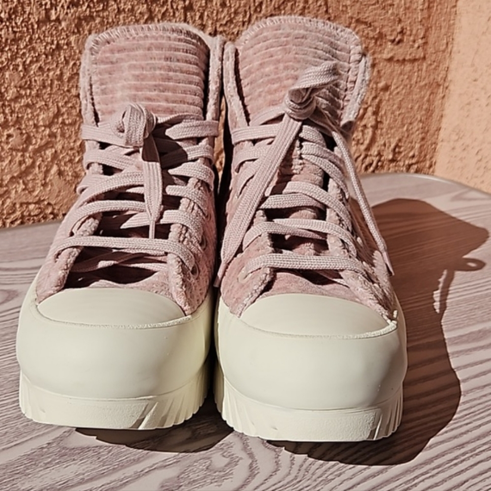 Converse chuck taylor pink velour high top platform sneakers mens 9.5 wo'n 11.5 - Picture 11 of 13